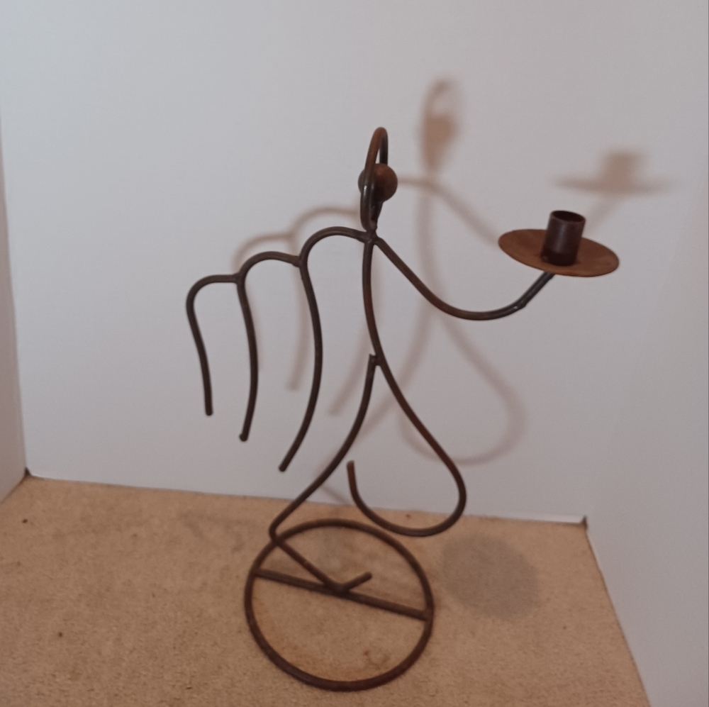 16¾" Abstract Angel Metal Candle Holder -  Single Candle Holder